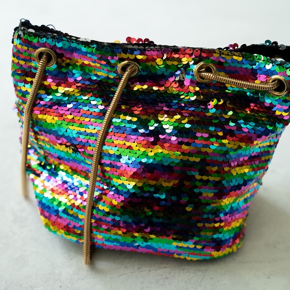 Sequin evening bag. Rainbow multi colored. New. - Picture 3 of 3